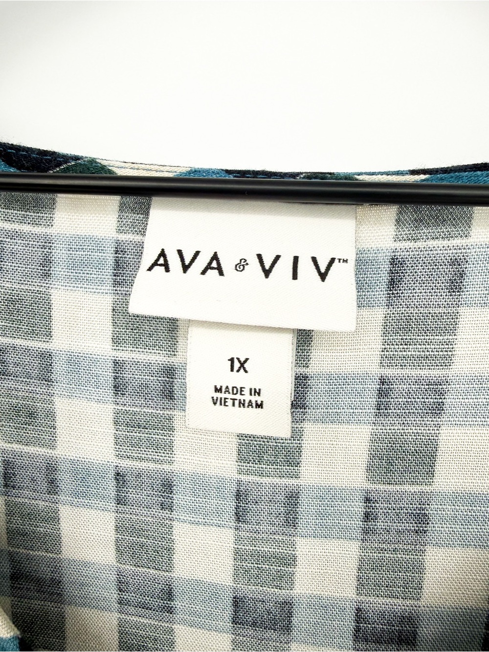 Ava & Viv Plaid Tiered Mini Dress Flutter Sleeves Green Blue 1X - Picture 6 of 8